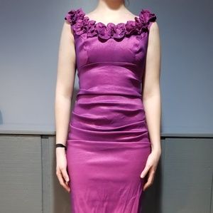 Purple-Pink Knee Length Cocktail Dress
